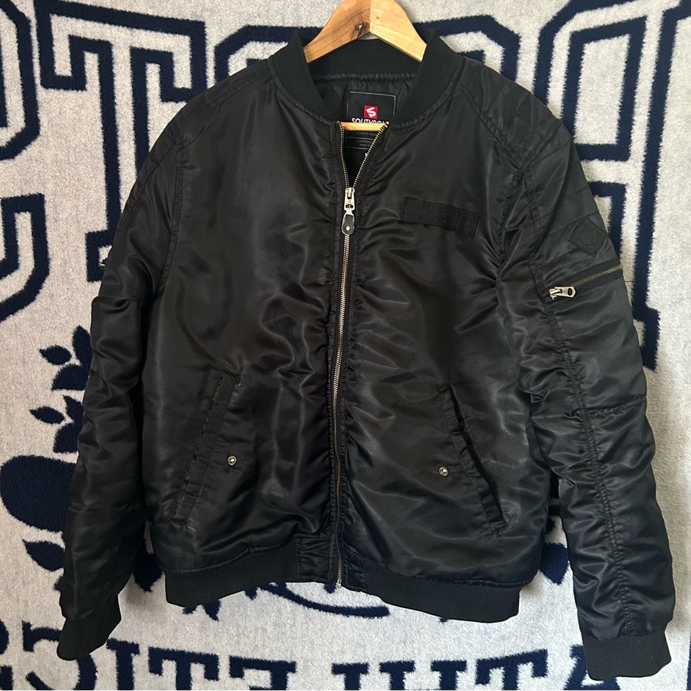 South Pole Black Bomber Jacket Mens Size Medium Y2K Vtg